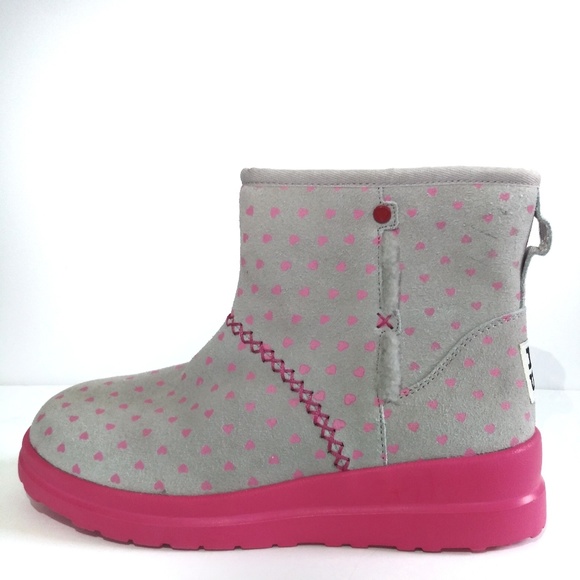 UGG Shoes - UGG I HEART MINI HOT PINK HEARTS SUEDE GREY BOOTs